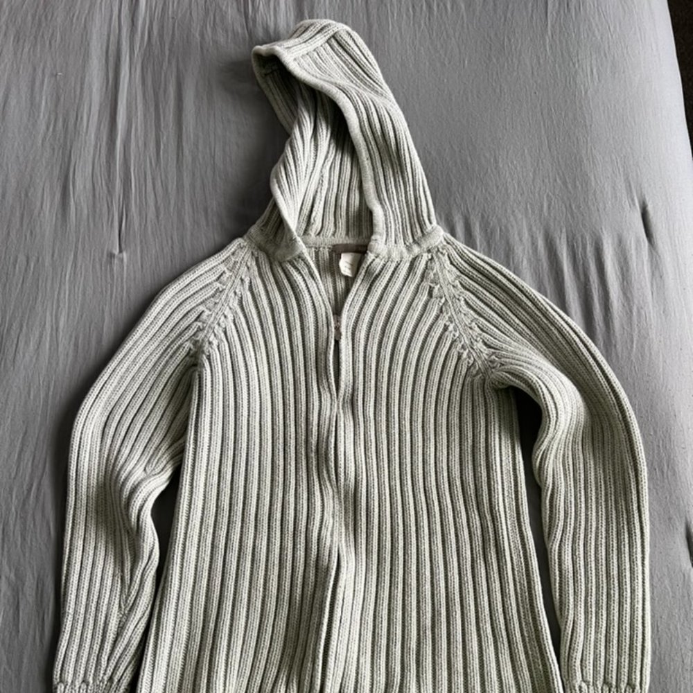 90’s Vintage J Crew Double Zip Mint Green Sweater Hoodie Size S/M